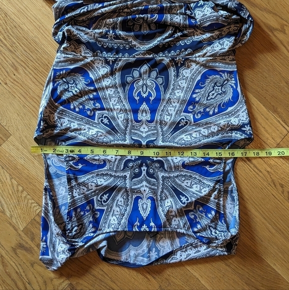 INC International Concepts Medium Blue‎ & Tan Paisley Dress w/ Waist Tie Belt - Picture 7 of 11